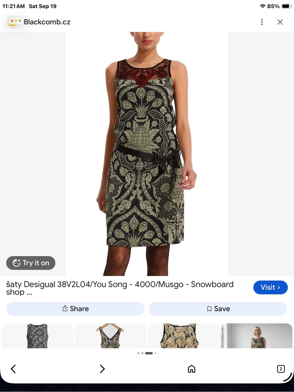 Desigual Black, Olive & Red Floral Lace-Trim Sleeveless Dress
